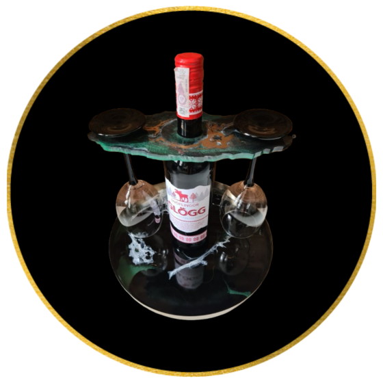 Zestaw taca i uchwyt na wino Deep Green