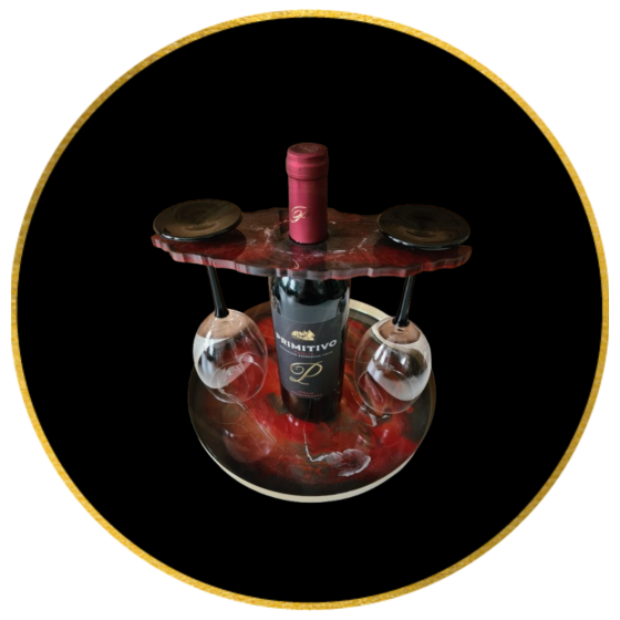 Zestaw taca i uchwyt na wino Deep Red